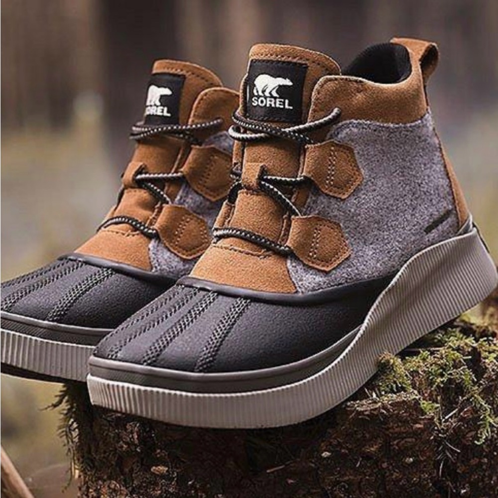 Sorel Brown and Gray Waterproof Winter Boots